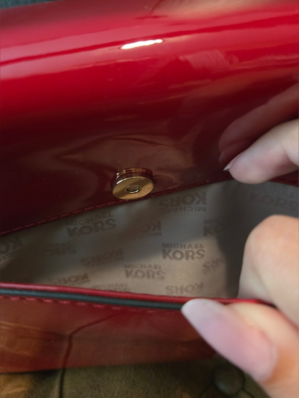 Michael Kors Callie Glossy Red Patent Leather Satchel - Picture 15 of 15
